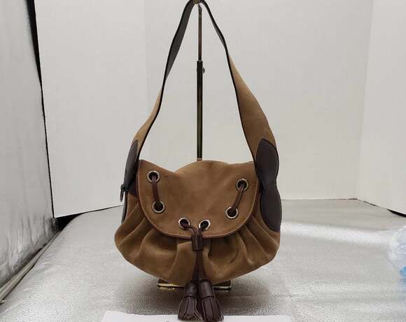 Moschino Handbags - Moschino Cheap and Chic Brown Suede Leather Trim Drawstring Shoulder Bag